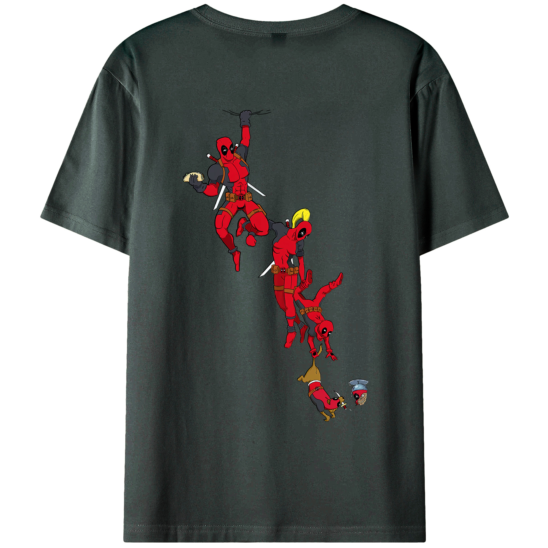 （画像用） Deadpool デッドプール 綿100％ メンズ半袖Tシャツ（バックプリント） 通気性
